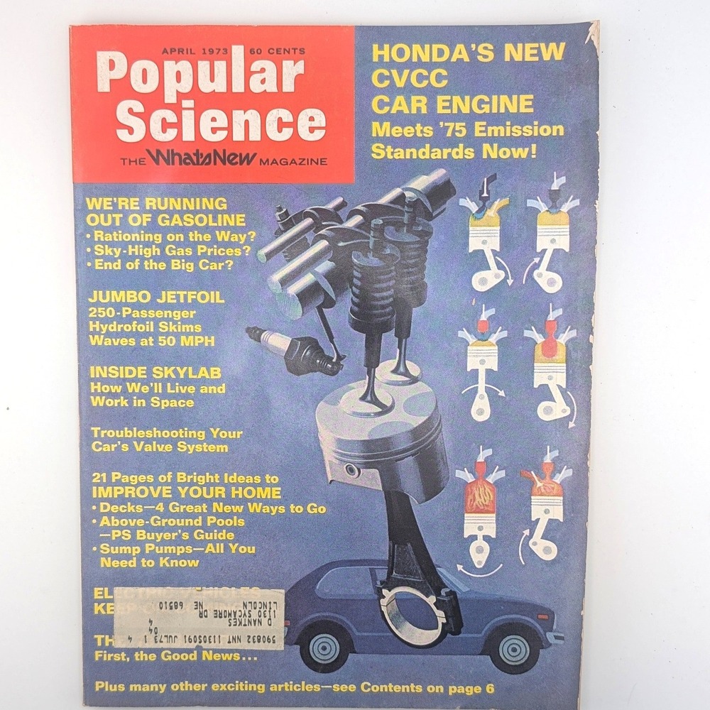 Popular Science Magazine April 1973 Honda CVCC Engine Skylab Vintage Technology